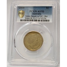 AUSTRALIA 2000 . ONE 1 DOLLAR COIN . ERROR . MULE . STRUCK ON TEN 10 CENTS